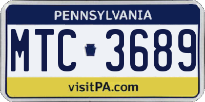 PA license plate MTC3689