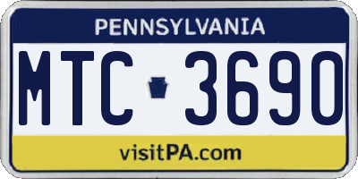 PA license plate MTC3690