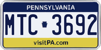 PA license plate MTC3692