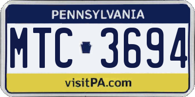 PA license plate MTC3694