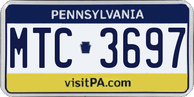 PA license plate MTC3697