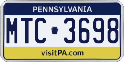 PA license plate MTC3698