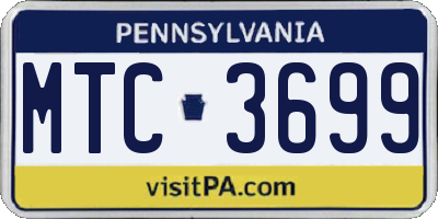 PA license plate MTC3699