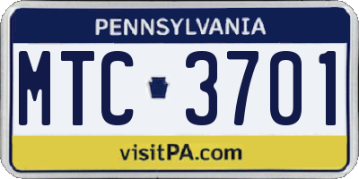 PA license plate MTC3701