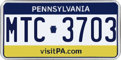 PA license plate MTC3703