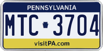 PA license plate MTC3704