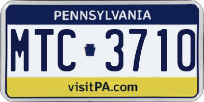 PA license plate MTC3710