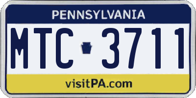 PA license plate MTC3711