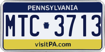PA license plate MTC3713