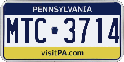 PA license plate MTC3714