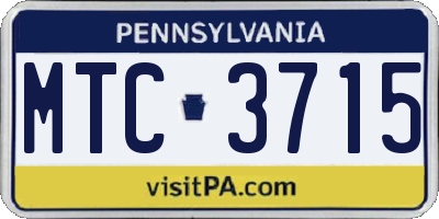 PA license plate MTC3715