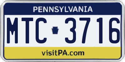 PA license plate MTC3716