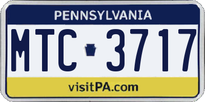 PA license plate MTC3717
