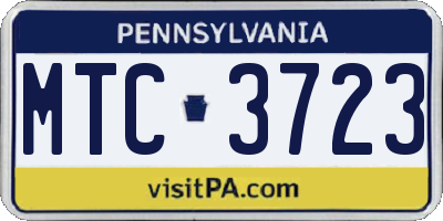 PA license plate MTC3723