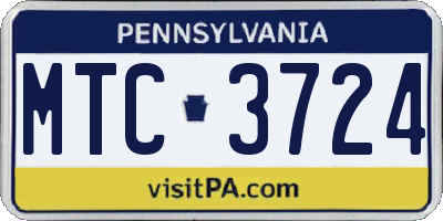PA license plate MTC3724