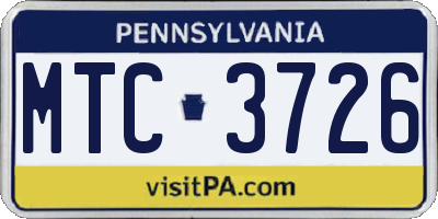 PA license plate MTC3726