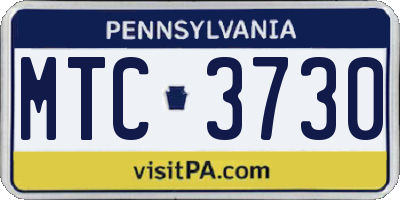 PA license plate MTC3730