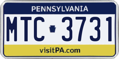 PA license plate MTC3731