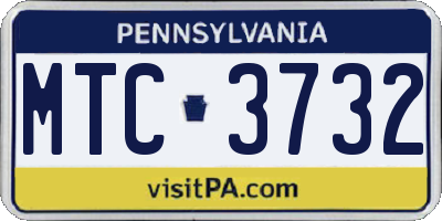 PA license plate MTC3732