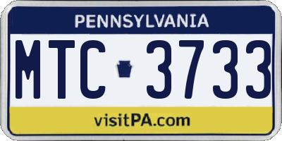 PA license plate MTC3733
