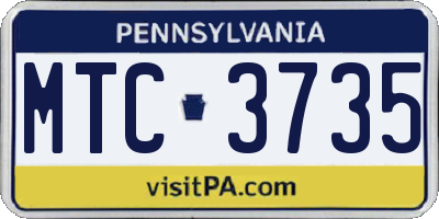 PA license plate MTC3735