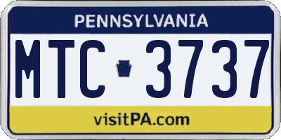 PA license plate MTC3737