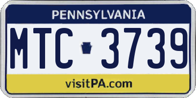 PA license plate MTC3739