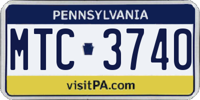 PA license plate MTC3740
