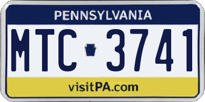 PA license plate MTC3741