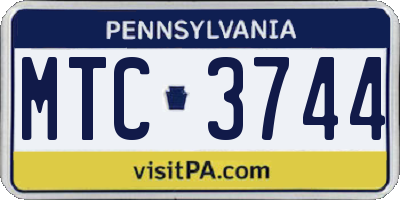 PA license plate MTC3744