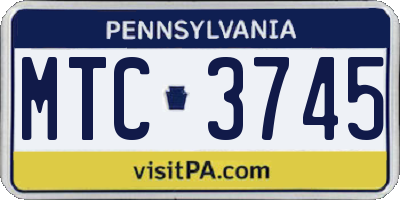 PA license plate MTC3745