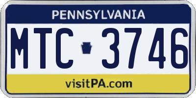 PA license plate MTC3746
