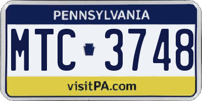 PA license plate MTC3748
