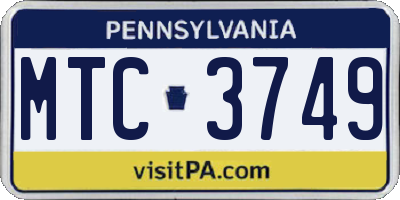 PA license plate MTC3749