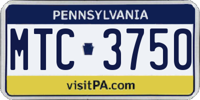 PA license plate MTC3750