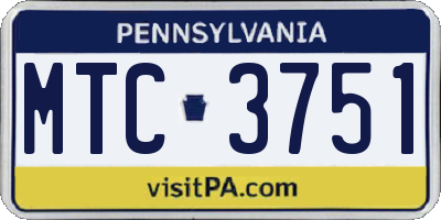 PA license plate MTC3751