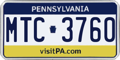 PA license plate MTC3760