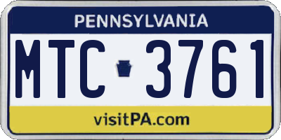 PA license plate MTC3761