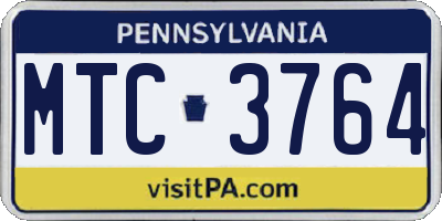 PA license plate MTC3764