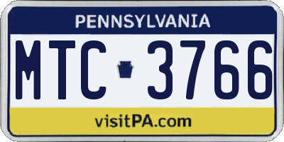PA license plate MTC3766