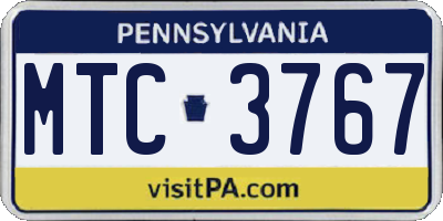 PA license plate MTC3767