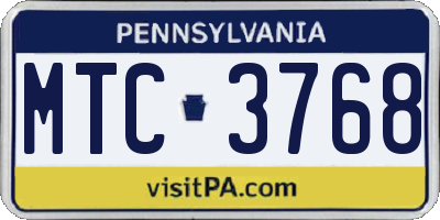 PA license plate MTC3768