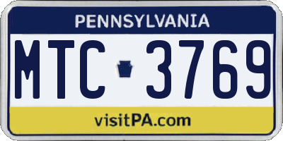 PA license plate MTC3769