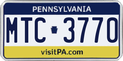 PA license plate MTC3770