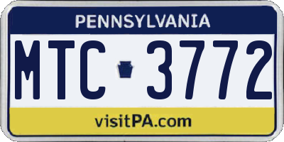 PA license plate MTC3772