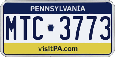 PA license plate MTC3773