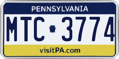 PA license plate MTC3774