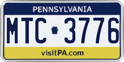 PA license plate MTC3776