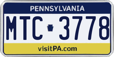 PA license plate MTC3778