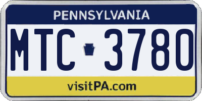 PA license plate MTC3780